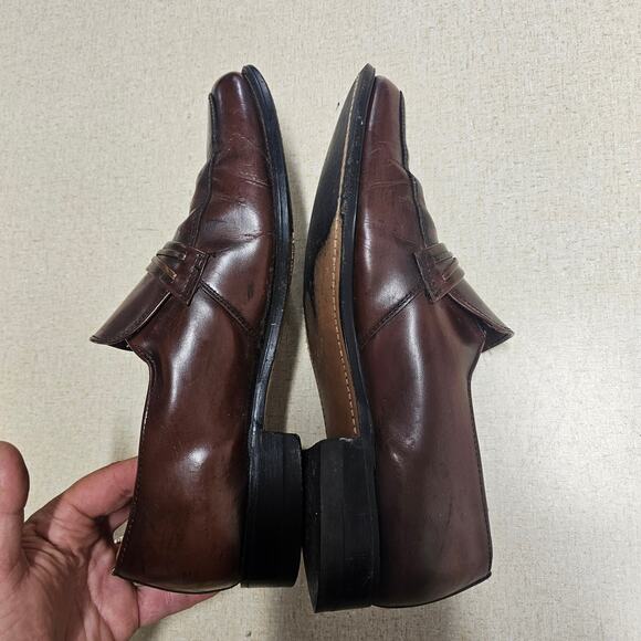 Vintage 90s Leather Penny Loafers Dress Shoes Burgundy Mens 9.5D Workwear Preppy - Picture 4 of 7